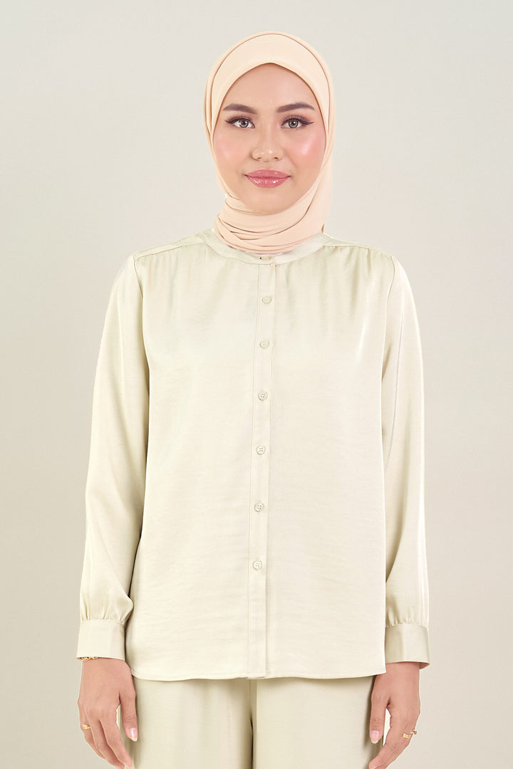Stella Satin Blouse Beige