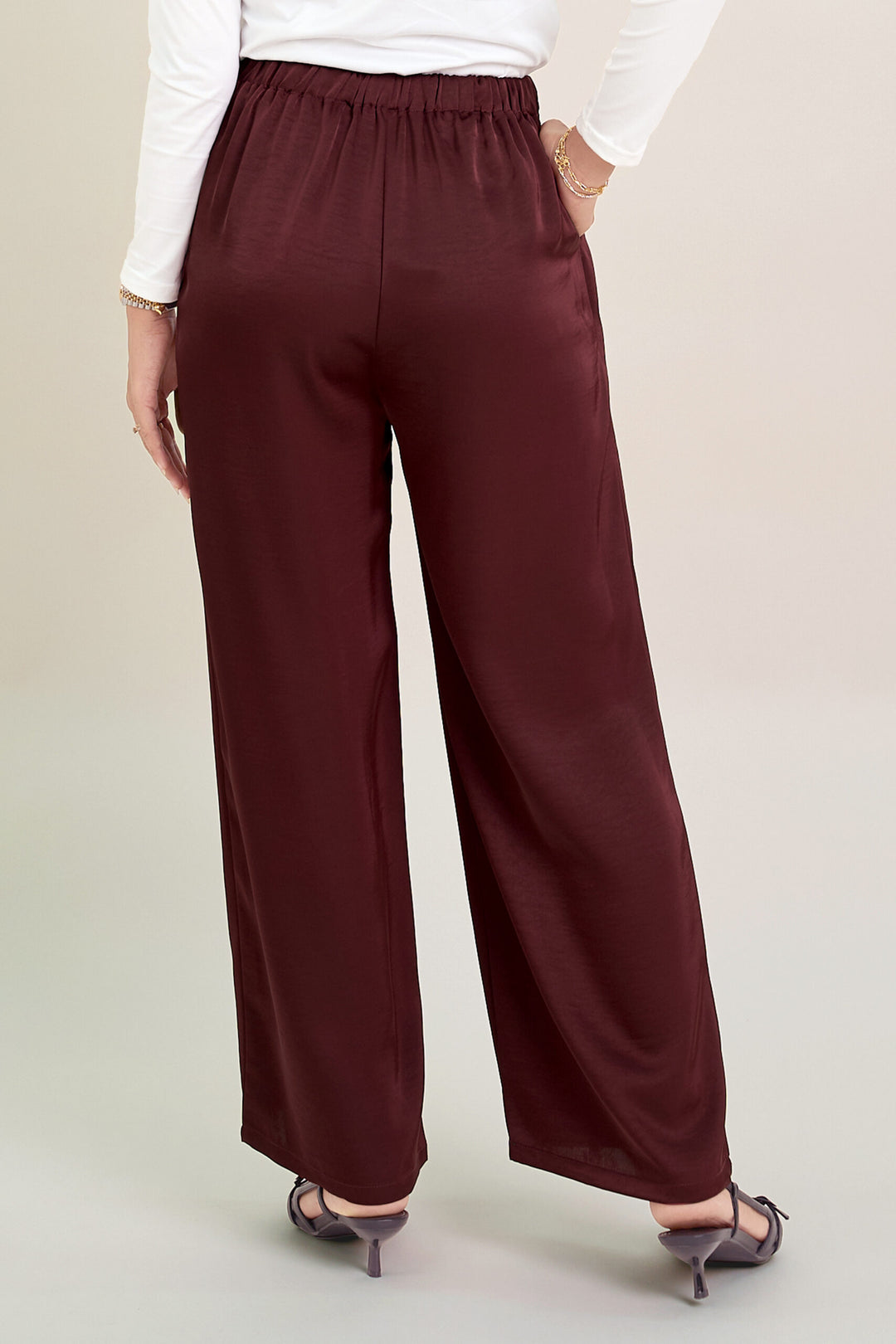 Stella Satin Pants Burgundy