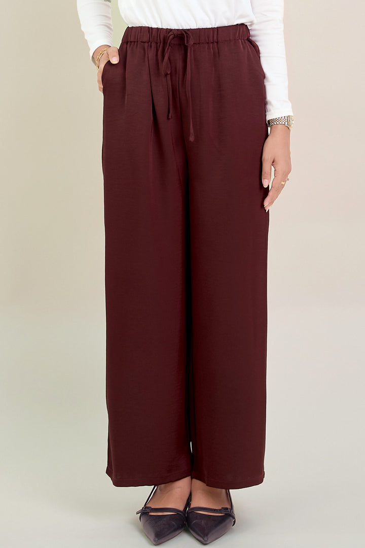 Stella Satin Pants Burgundy