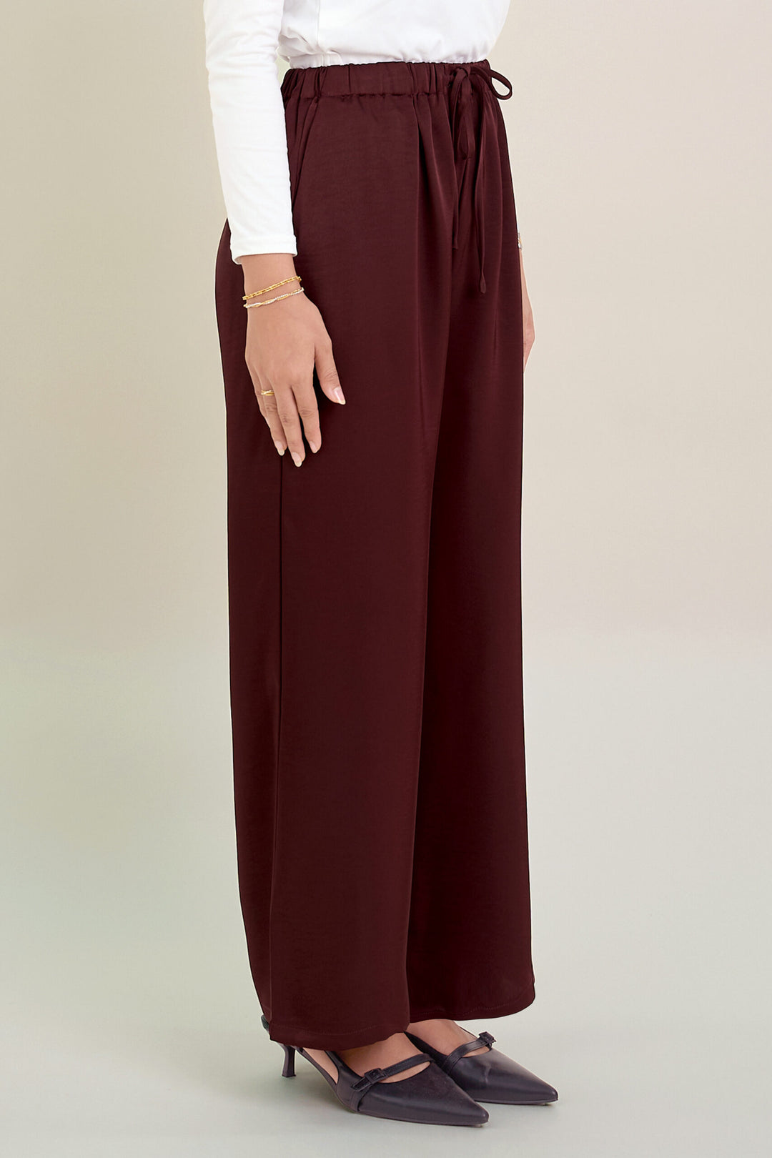 Stella Satin Pants Burgundy