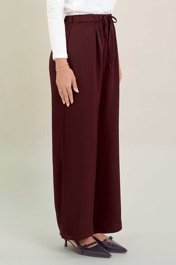 Stella Satin Pants Burgundy