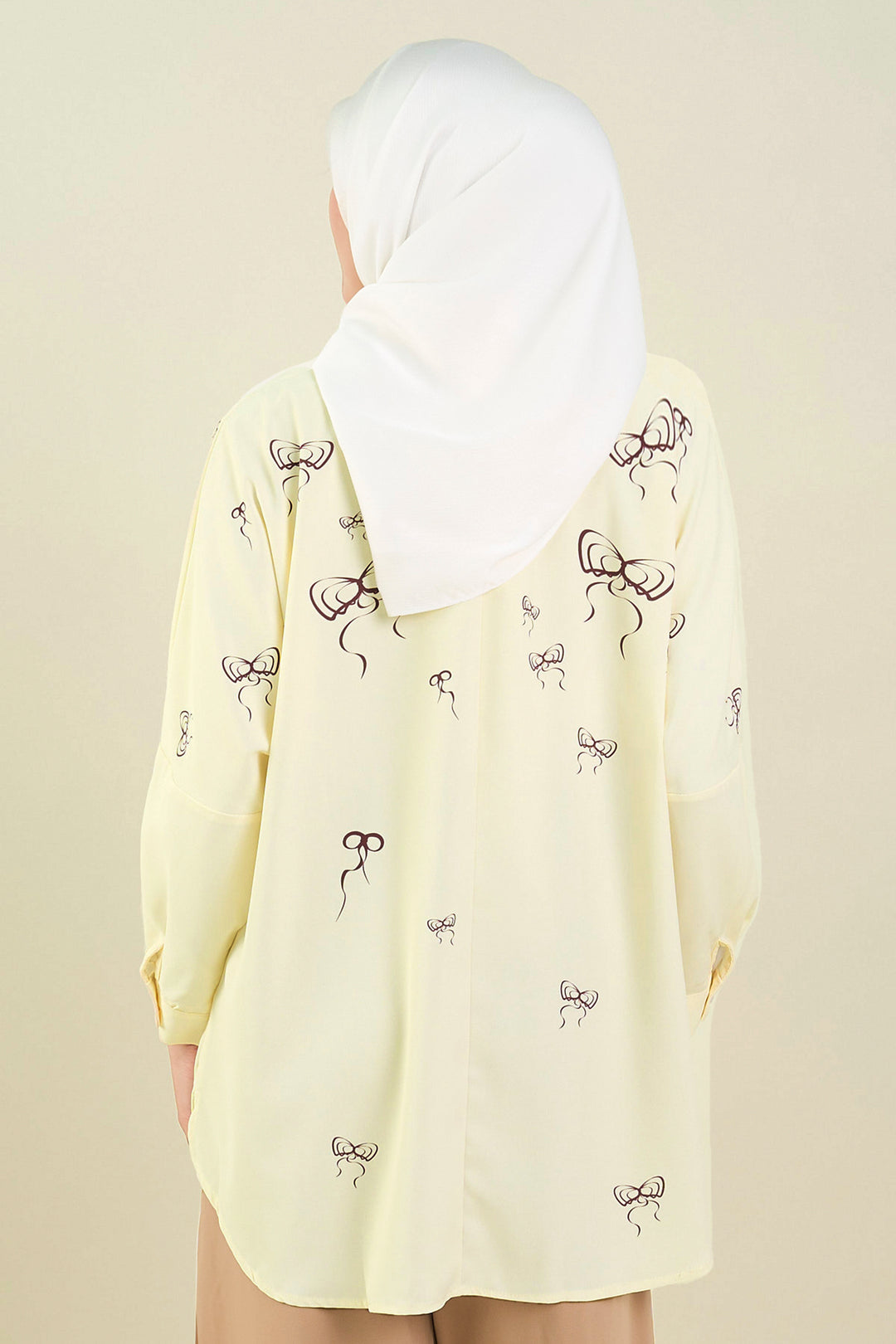 Vya Georgette Bow Shirt Soft Yellow