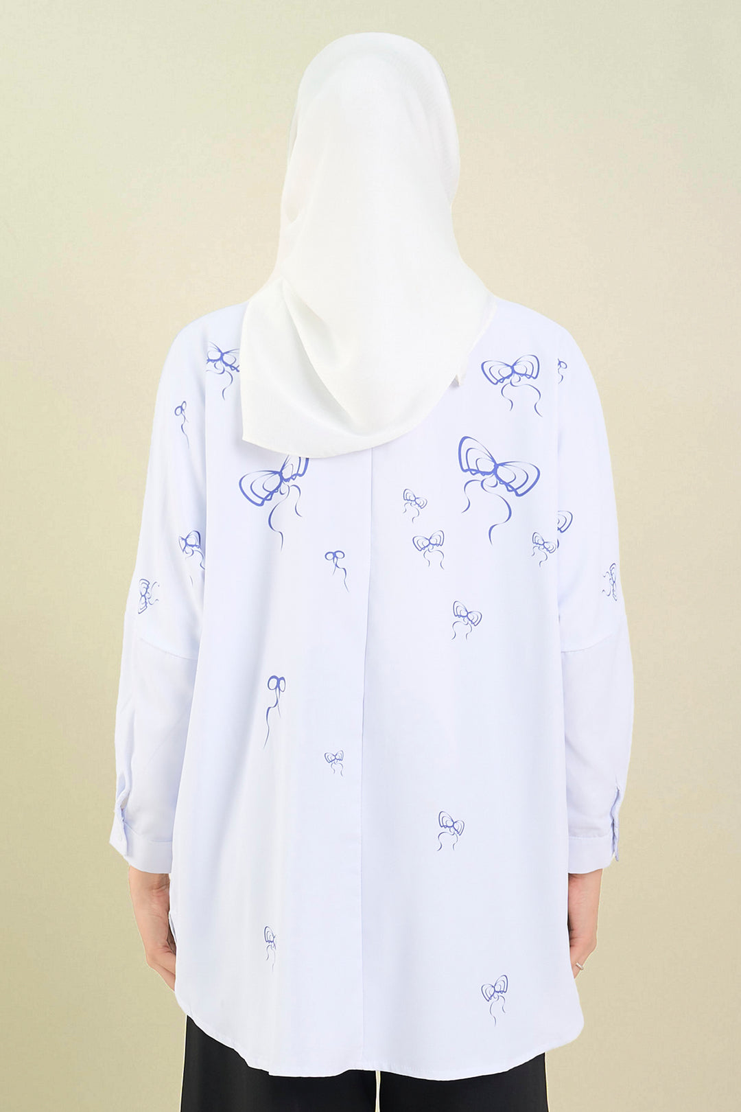 Vya Georgette Bow Shirt Light Blue