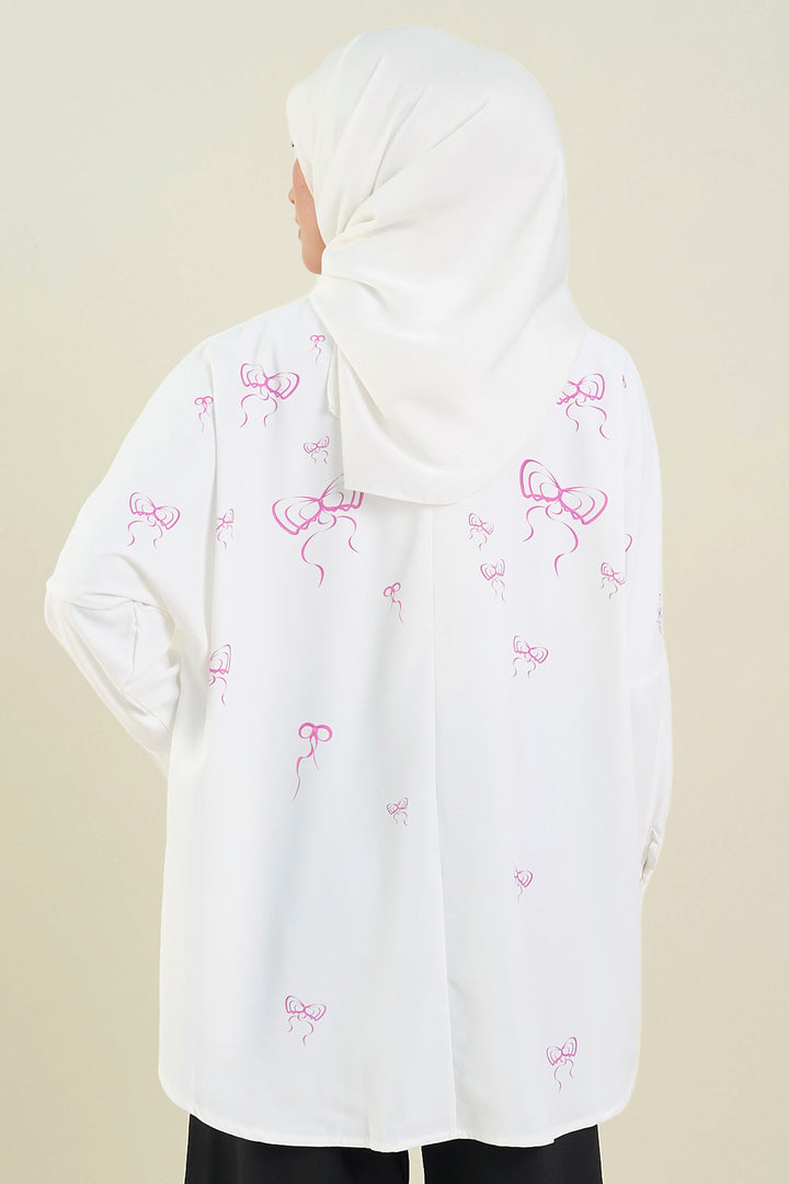 Vya Georgette Bow Shirt Off-White