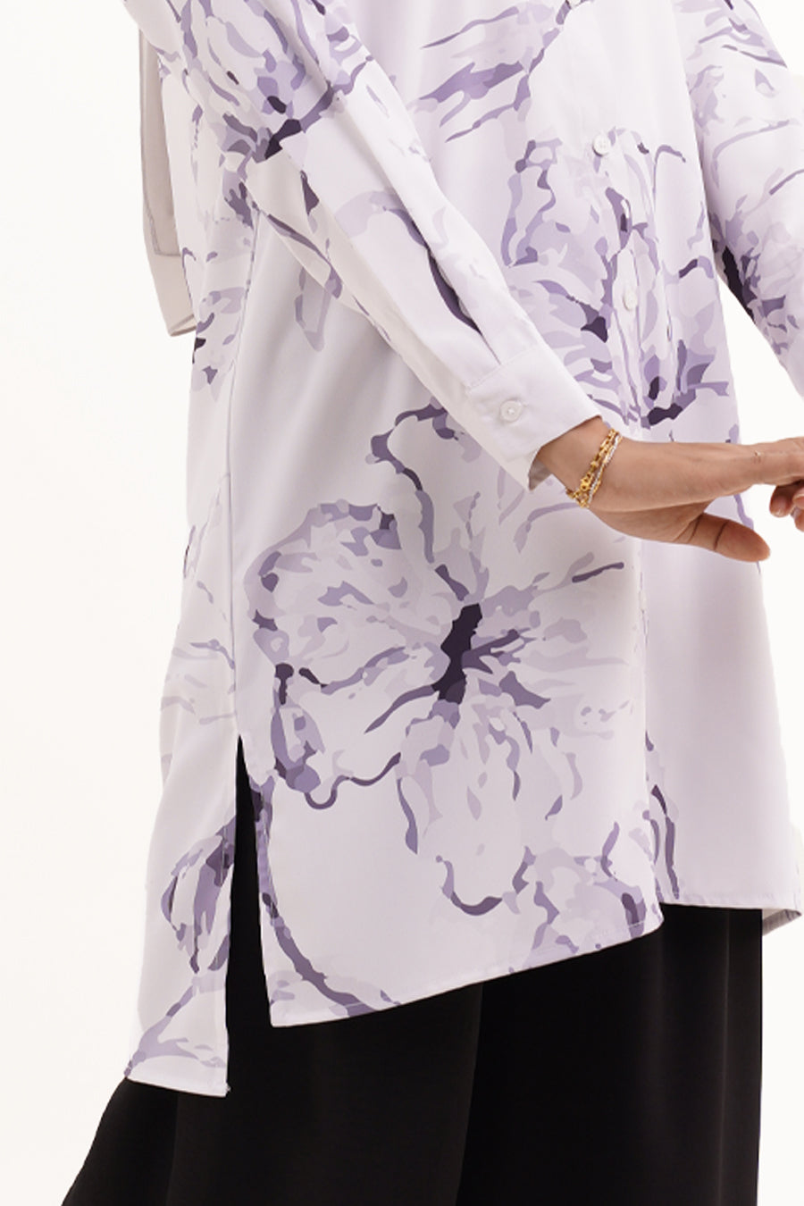 Chaca Printed Long Blouse Soft Purple