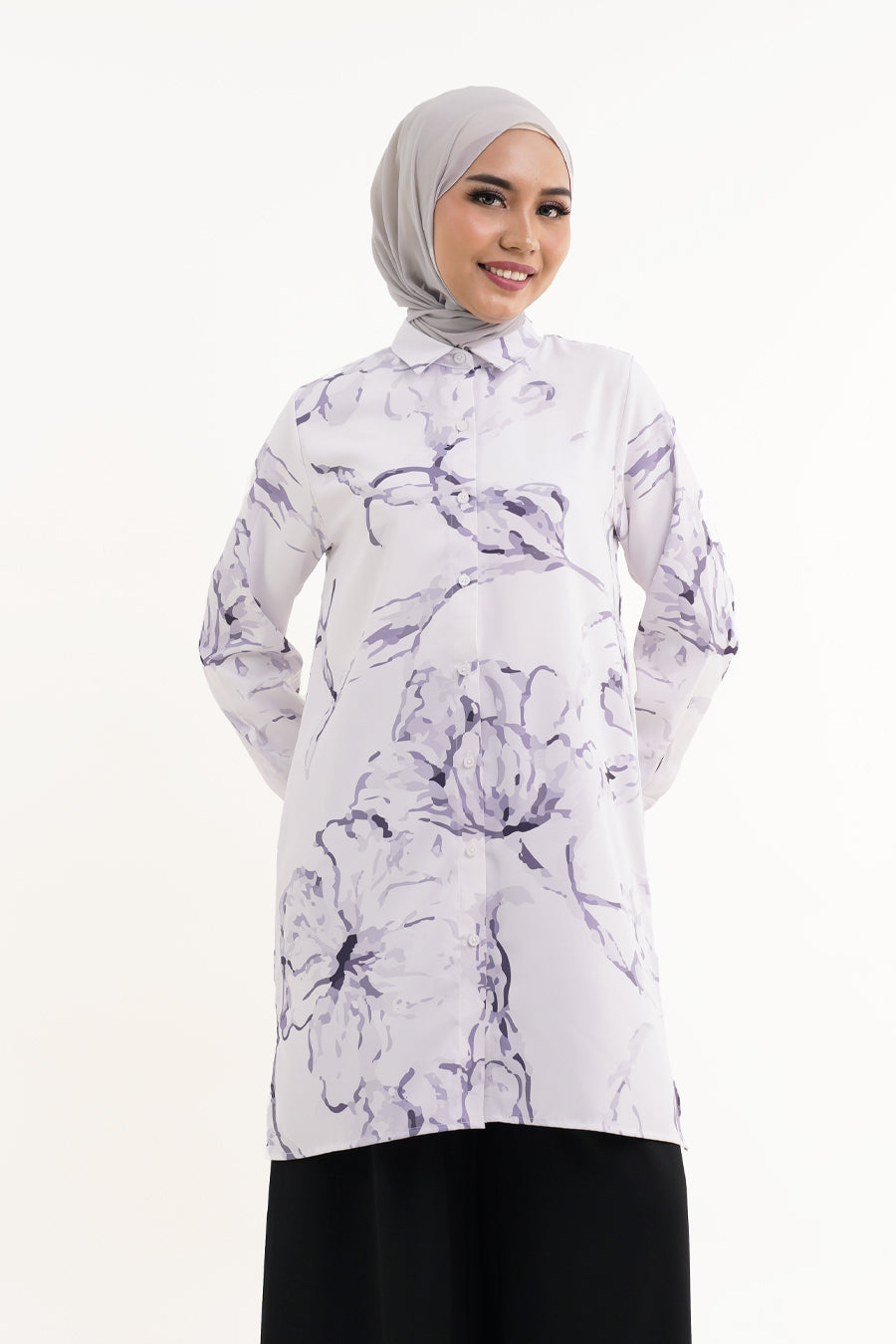 Chaca Printed Long Blouse Soft Purple