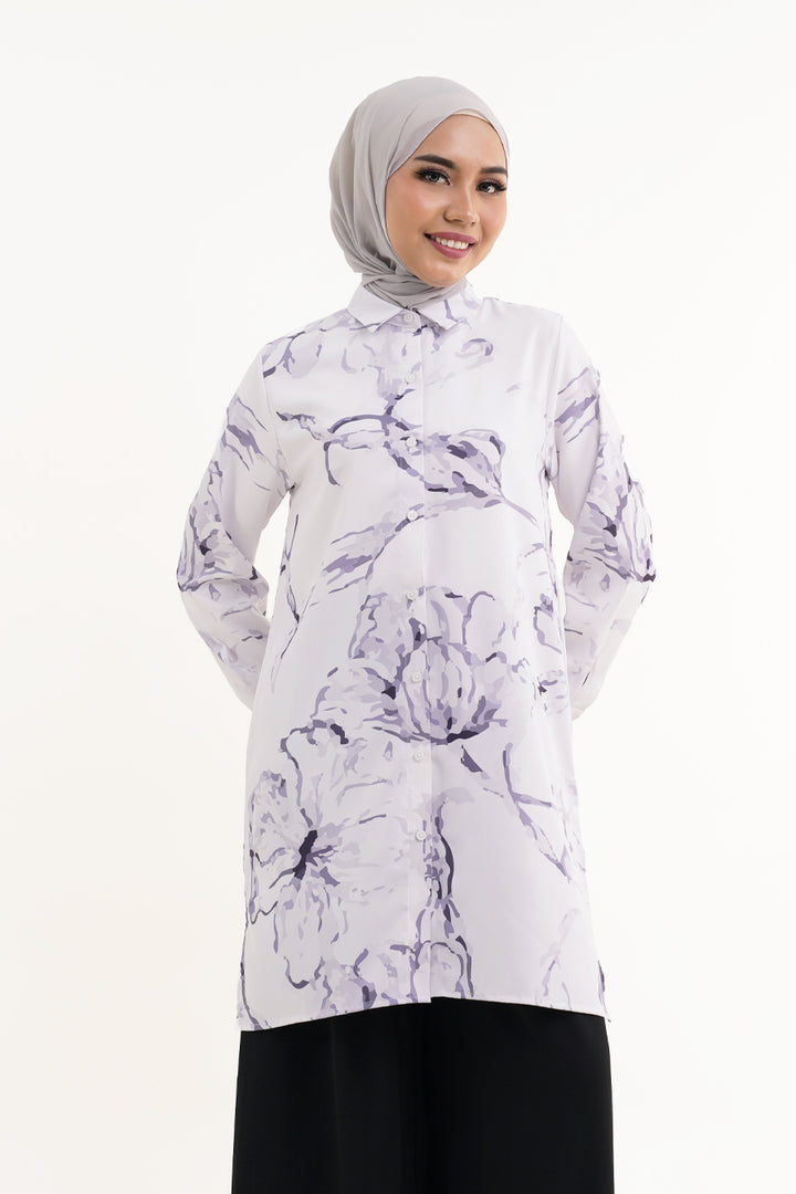 Chaca Printed Long Blouse Soft Purple