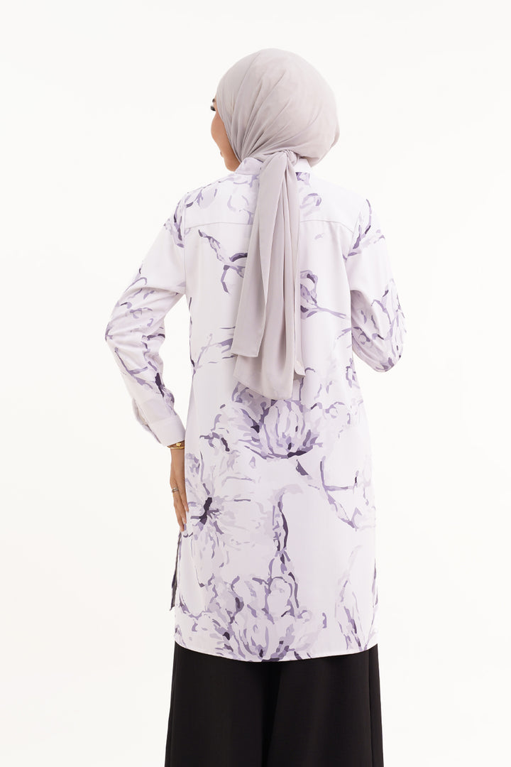 Chaca Printed Long Blouse Soft Purple