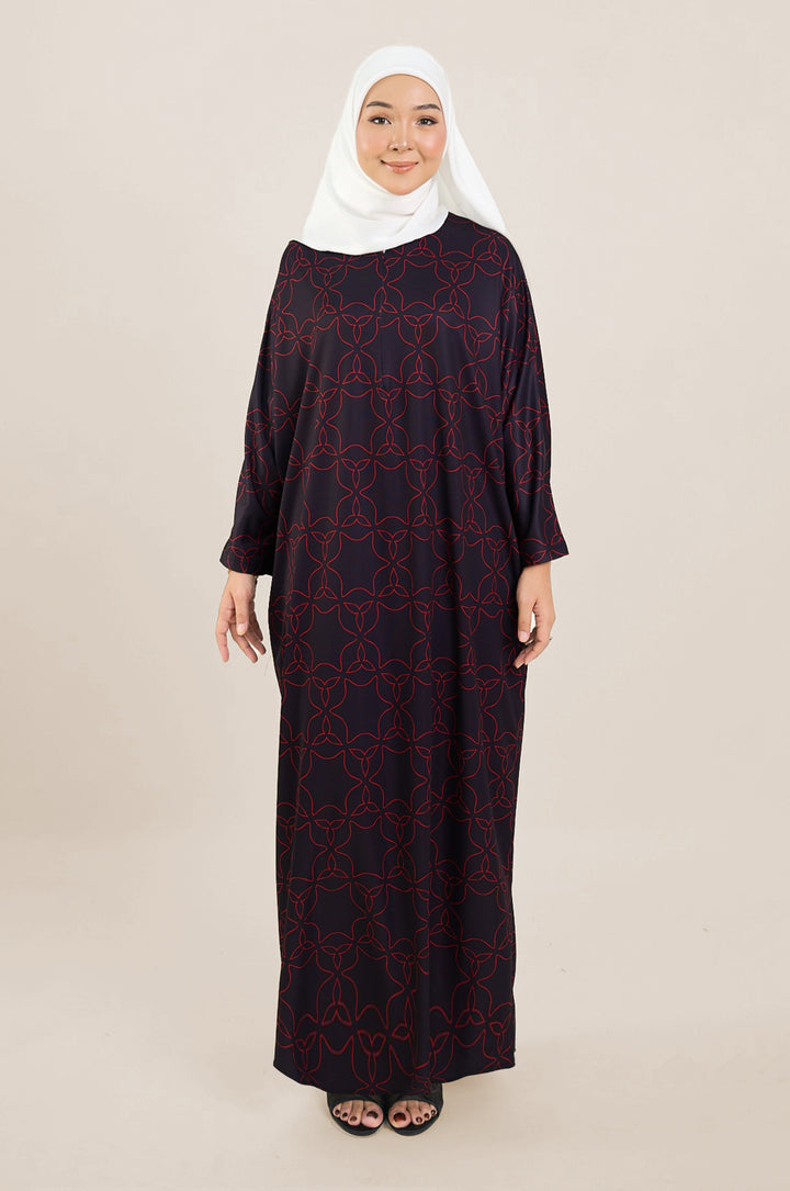 Zaireen Kaftan Black-Red