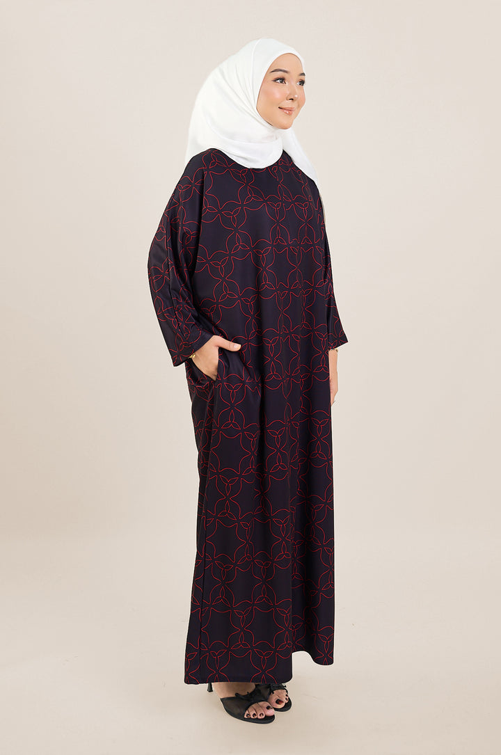 Zaireen Kaftan Black-Red